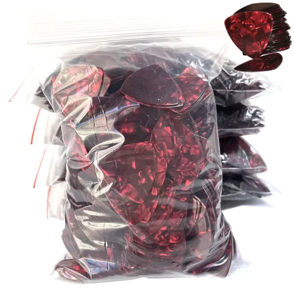 Wholesale 500pcs/lot Red Pearl 0.71mm Medium Celluloid Big Rounded Triangle Guitar Picks