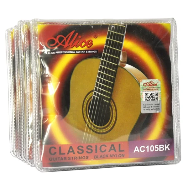 10 Sets Alice AC105BK-H Black Nylon Classical Guitar Strings Nylon Silver Plated Copper Alloy