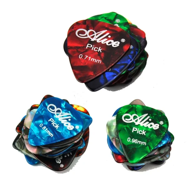 Lots of 100pcs Alice AP-A Celluloid Guitar Picks Plectrums 3 Thicknesses Mixed 0.71 / 0.81 / 0.96mm