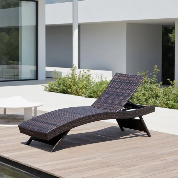 Folding Patio Chaise Lounge (Set of 1 Chair), Foldable Long Reclining Patio Seating Chairs, Outdoor Wicker Lounge, Customized