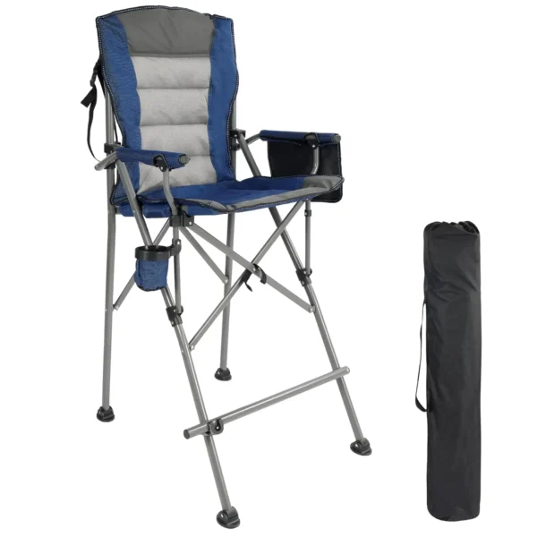 Oversized Tall Camping Chair for Adults, 330lbs Portable High Folding Directors Chair, Foldable Bar Height Stool, Customized