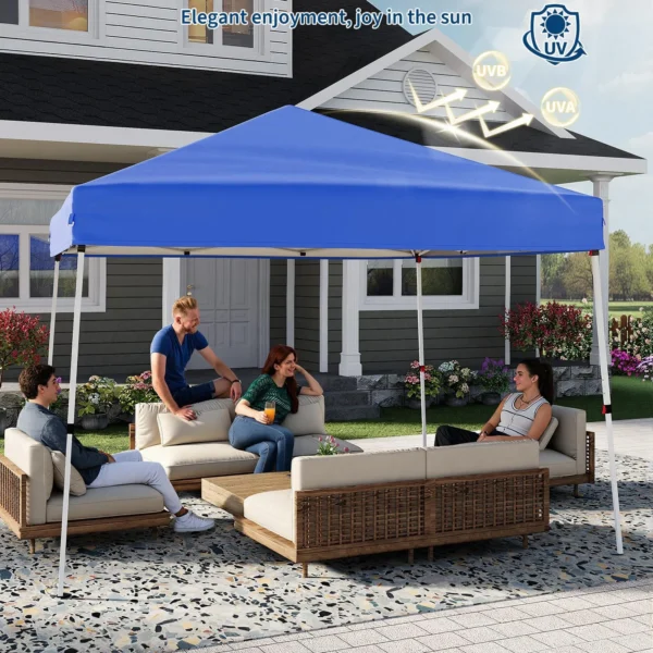 Easy Setup Pop Up Canopy Tent 10x10 FT with Slant Legs Outdoor Patio Gazebo Shelter Portable Shade, Includes 8x8 FT Canopy Cover
