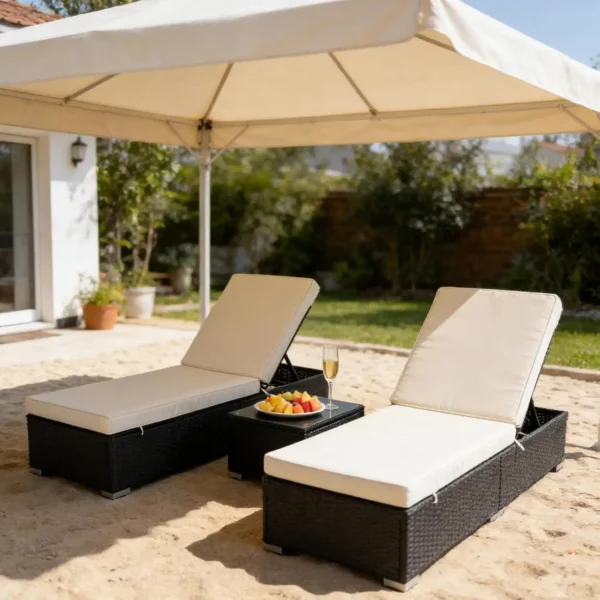 Pool Lounge Chairs, PE Wicker Rattan Chaise Lounge Outdoor with 5 Position Adjustable Backrest, Lounge Chair, Customized