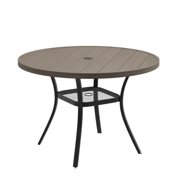 Outdoor Dining Table for 4, Round Patio Table with Umbrella Hole for Garden, Backyard and Porch (Grey), Customized