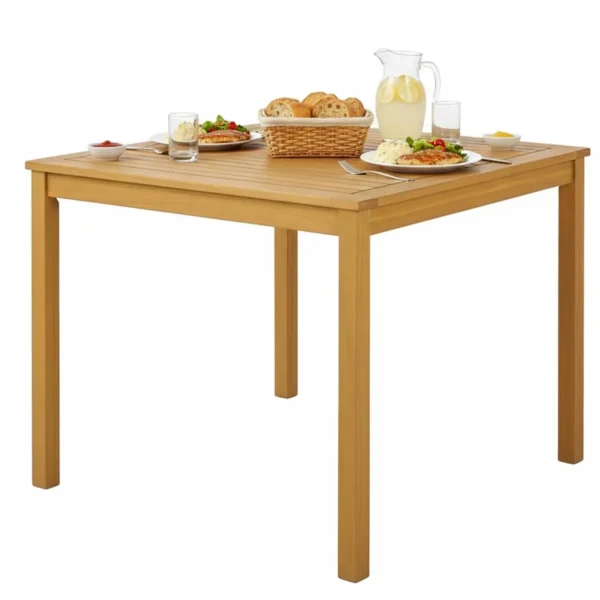 36" Square Outdoor Dining Table, Acacia Wood 4-Person Patio Dining Table with 1.9" Umbrella Hole, Farmhouse Patio, Customized