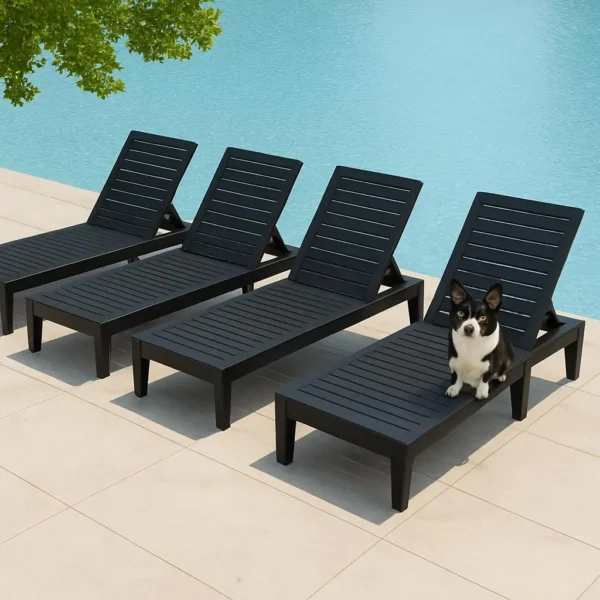 Outdoor Chaise Lounge Chair Set of 4,Lightweight Patio Chairs,Waterproof Lawn Chairs Lounge Outdoor,5-Positions, Customized