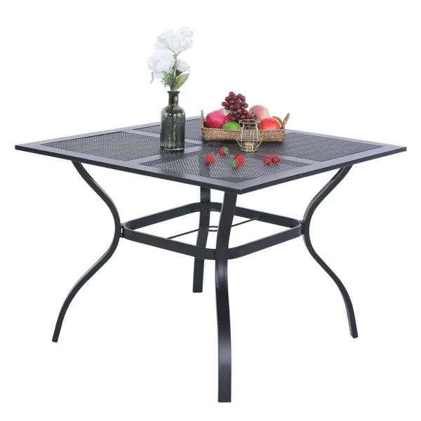 37 Inch Outdoor Dining Table Metal Steel Mesh Patio Dining Table Umbrella Table with 1.57" Umbrella Hole (Mesh), Customized