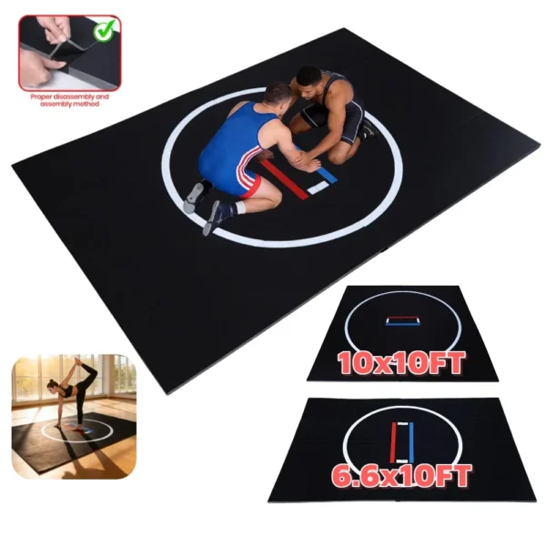 10x10/6.6x10ft Wrestling Mat for Home Martial Arts Mats Roll-Up Design Judo Mat 1.18in Thick Foldable for Gymnastics PE Training